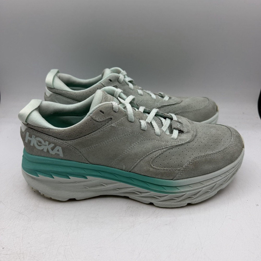 Hoka One One Bondi L Suede Running Shoes Womens Sz 11 Blue Glass 1122572-BGAT
